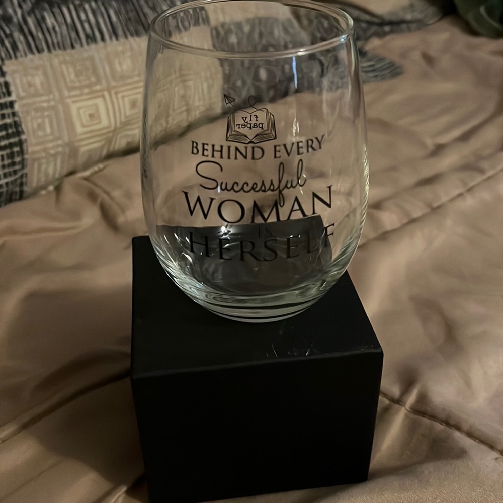 Wine glass with quote